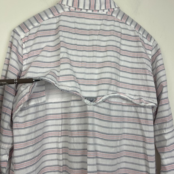Columbia PFG Super Bonehead‎ Vented Mens M Fishing Cotton Long Sleeve Shirt Pink - Picture 9 of 10